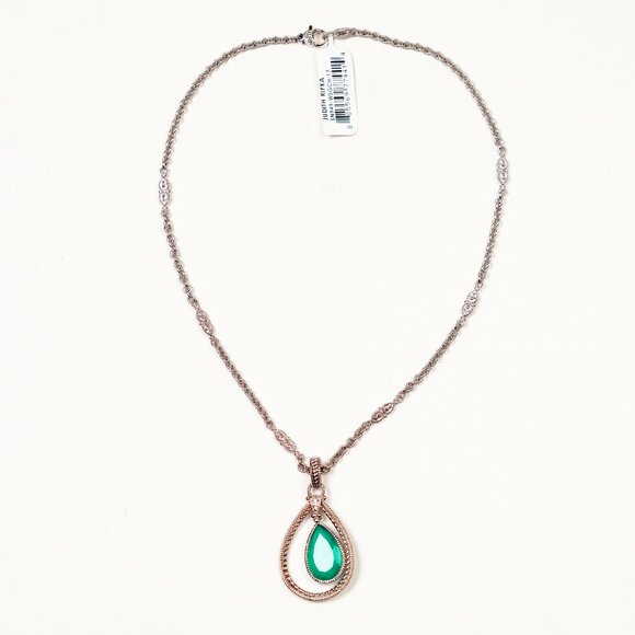 Judith Ripka Jewelry - Judith Ripka Sterling Silver with Dyed Sapphire Pendant Necklace    (JR 7)